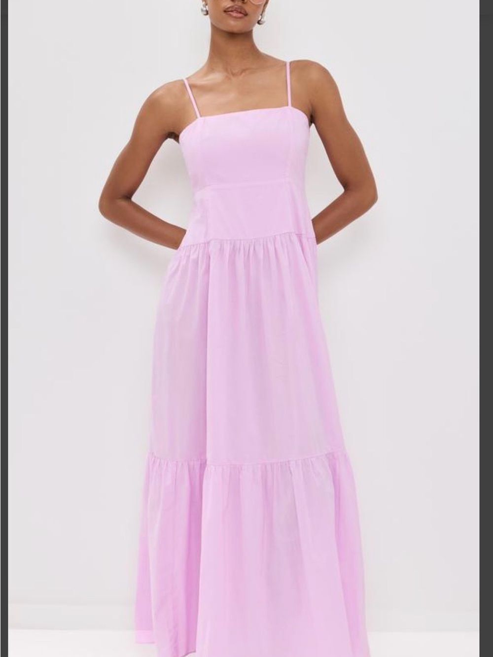 NWT Shopbop Playa Lucila Women’s Strappy Light Pink Tiered Maxi Dress xs